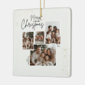 Gepersonaliseerde Merry Christmas Four-Photo Colla Keramisch Ornament (Links)