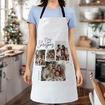 Gepersonaliseerde Merry Christmas Four-Photo Colla Schort<br><div class="desc">Maak vakantie koken en bakken extra speciaal met dit gepersonaliseerde Merry Christmas Four-Photo Collage Schort. Ontworpen met een feestelijke touch, biedt het ruimte voor vier gekoesterde foto's en een persoonlijke naam of boodschap, waardoor een uniek en betekenisvol geschenk ontstaat. Of je nu traktaties opzweept of een vakantiediner organiseert, dit schort...</div>