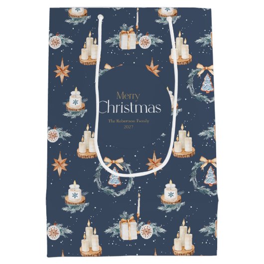 Gepersonaliseerde Merry Christmas Gift Bag Medium Cadeauzakje (Achterkant)