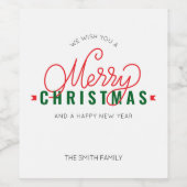 Gepersonaliseerde Merry Christmas Gift Wijnlabel Wijn Etiket (Enkel label)