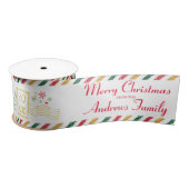 Gepersonaliseerde Merry Christmas Glitter Air Mail Satijnen Lint (Spoel)