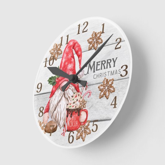 Gepersonaliseerde Merry Christmas Gnome Wall Clock Ronde Klok (Hoek)