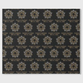 Gepersonaliseerde Merry Christmas Gold Zilver Zwar Cadeaupapier (Vlak)