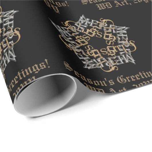 Gepersonaliseerde Merry Christmas Gold Zilver Zwar Cadeaupapier (Rol Hoek)