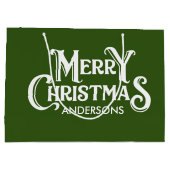 Gepersonaliseerde Merry Christmas Green Groot Cadeauzakje (Achterkant)