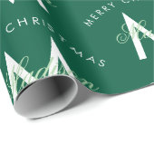 Gepersonaliseerde Merry Christmas Green Monogram Cadeaupapier (Rol Hoek)