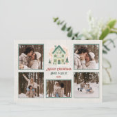 Gepersonaliseerde Merry Christmas Kaart met 6 foto (Staand voorkant)