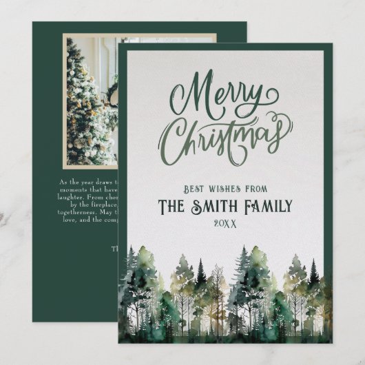 Gepersonaliseerde Merry Christmas Kaart met Foto + (Voorkant / Achterkant)