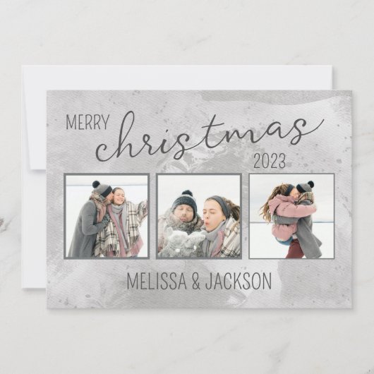 Gepersonaliseerde Merry Christmas Kaart met foto's (Voorkant)