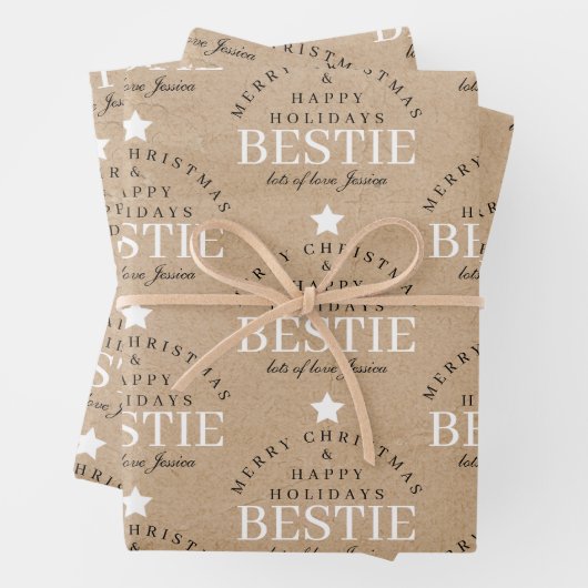 Gepersonaliseerde Merry Christmas Kraft Monogram B Inpakpapier Vel (In situ)