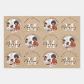 Gepersonaliseerde Merry Christmas Kraft Monogram F Inpakpapier Vel (Voorkant 3)