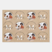 Gepersonaliseerde Merry Christmas Kraft Monogram F Inpakpapier Vel (Voorkant)