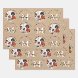 Gepersonaliseerde Merry Christmas Kraft Monogram F Inpakpapier Vel