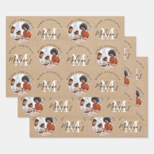 Gepersonaliseerde Merry Christmas Kraft Monogram F Inpakpapier Vel