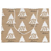 Gepersonaliseerde Merry Christmas Kraft Monogram T Groot Cadeauzakje (Voorkant)