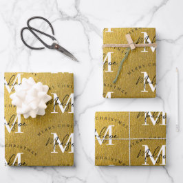 Gepersonaliseerde Merry Christmas Luxury Gold Mono Inpakpapier Vel