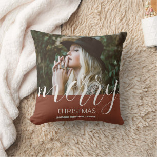 Gepersonaliseerde Merry Christmas Naam Typografie Kussen
