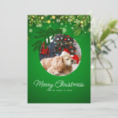 Gepersonaliseerde Merry Christmas ornament Groene Feestdagenkaart (Staand voorkant)