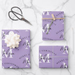 Gepersonaliseerde Merry Christmas Paarse Monogram Inpakpapier Vel<br><div class="desc">Een gepersonaliseerd "Merry Christmas" monogram ontwerp met een Xmas paarse achtergrondkleur. Een ideaal feestelijk ontwerp op maat voor het vakantieseizoen. Pas het monogram aan en maak het uw eigen!</div>