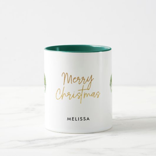 Gepersonaliseerde Merry Christmas Palm Tree Feestd Mok (Midden)