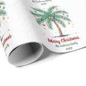 Gepersonaliseerde Merry Christmas Palm Tree Light Cadeaupapier (Rol Hoek)