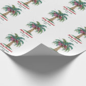 Gepersonaliseerde Merry Christmas Palm Tree Light Cadeaupapier (Hoek)