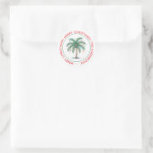 Gepersonaliseerde Merry Christmas Palm Tree Light Ronde Sticker (Tas)