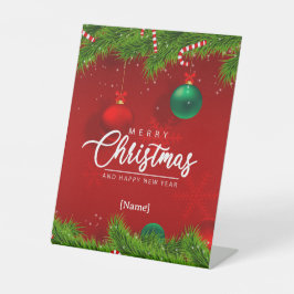Gepersonaliseerde Merry Christmas Pedestal Sign Reclamebord Met Voetstuk