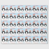 Gepersonaliseerde Merry Christmas Penguin Gift Wra Cadeaupapier (Vlak)