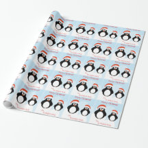 Gepersonaliseerde Merry Christmas Penguin Gift Wra