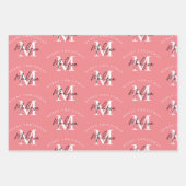 Gepersonaliseerde Merry Christmas Pink Monogram Inpakpapier Vel (Voorkant 3)