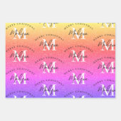 Gepersonaliseerde Merry Christmas Rainbow Monogram Inpakpapier Vel (Voorkant 2)