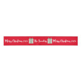 Gepersonaliseerde Merry Christmas Red cadeauverpak Grosgrain Lint (Voorkant)