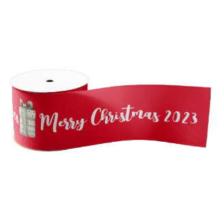 Gepersonaliseerde Merry Christmas Red cadeauverpak Grosgrain Lint