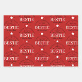 Gepersonaliseerde Merry Christmas Red Monogram Bes Inpakpapier Vel (Voorkant 2)