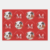 Gepersonaliseerde Merry Christmas Red Monogram Fot Inpakpapier Vel (Voorkant)