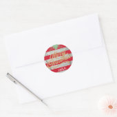 Gepersonaliseerde Merry Christmas Red Stripes Ronde Sticker (Envelop)