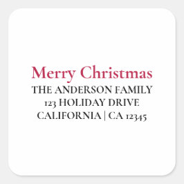 Gepersonaliseerde Merry Christmas Retour Adres Sti Vierkante Sticker