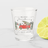Gepersonaliseerde Merry Christmas Retro Shot Glas (Voorkant)