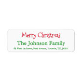 Gepersonaliseerde Merry Christmas Return Address L Etiket (Voorkant)