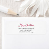 Gepersonaliseerde Merry Christmas Return Address L Etiket (Insitu)