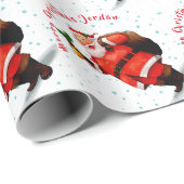 Gepersonaliseerde Merry Christmas  Santa Cadeaupapier (Rol Hoek)