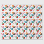 Gepersonaliseerde Merry Christmas Schattigee Dinos Cadeaupapier (Vlak)