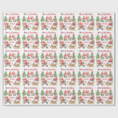 Gepersonaliseerde Merry Christmas Schattigee Gnome Cadeaupapier (Vlak)
