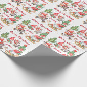 Gepersonaliseerde Merry Christmas Schattigee Gnome Cadeaupapier (Hoek)