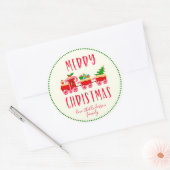 Gepersonaliseerde Merry Christmas Snoep treinvakan Ronde Sticker (Envelop)