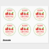 Gepersonaliseerde Merry Christmas Snoep treinvakan Ronde Sticker (Vel)