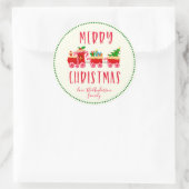 Gepersonaliseerde Merry Christmas Snoep treinvakan Ronde Sticker (Tas)