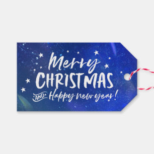 Gepersonaliseerde Merry Christmas sterrengift labe Cadeaulabel