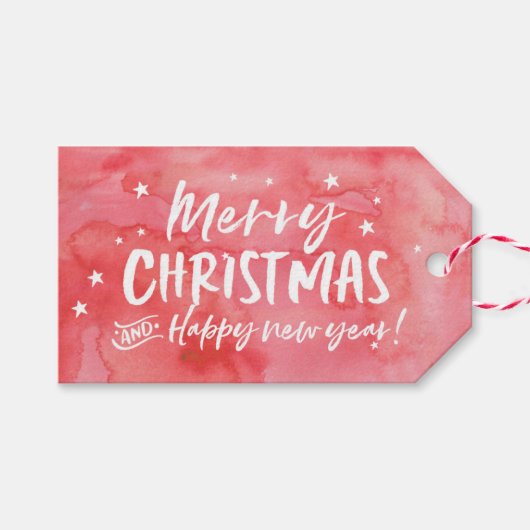 Gepersonaliseerde Merry Christmas sterrengift labe Cadeaulabel (Voorkant (Horizontaal))